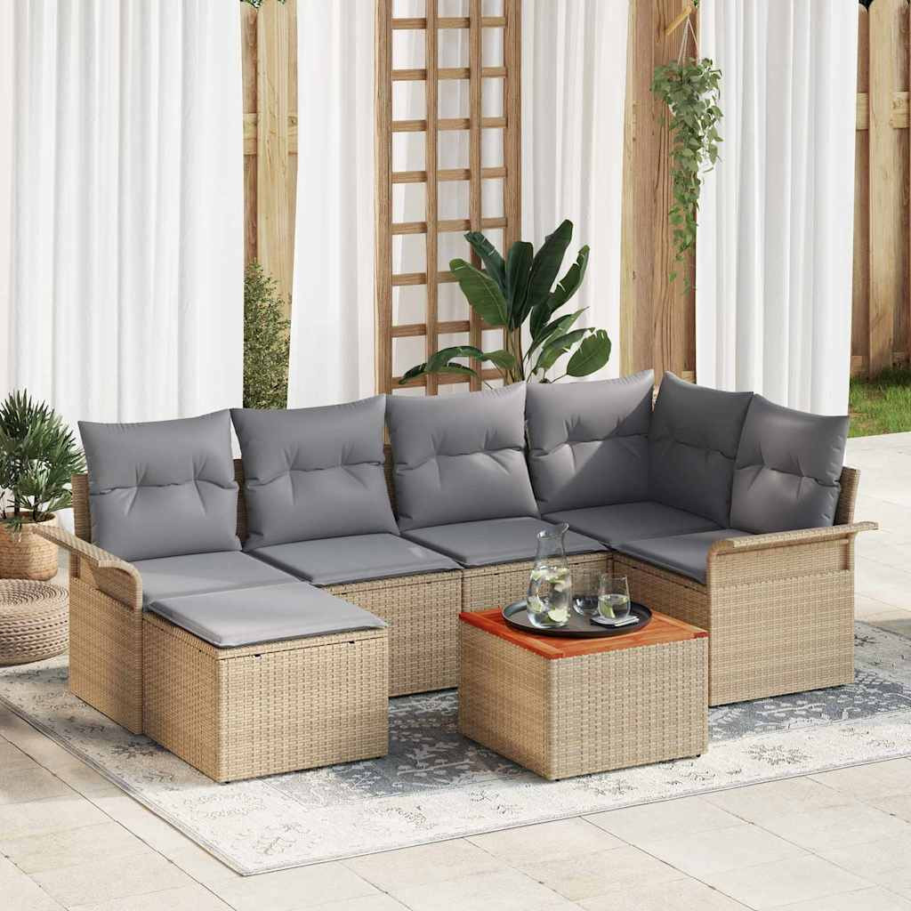 vidaXL Gartensofa-set 7 pcs Beige und Hellgrau Poly-Rattan
