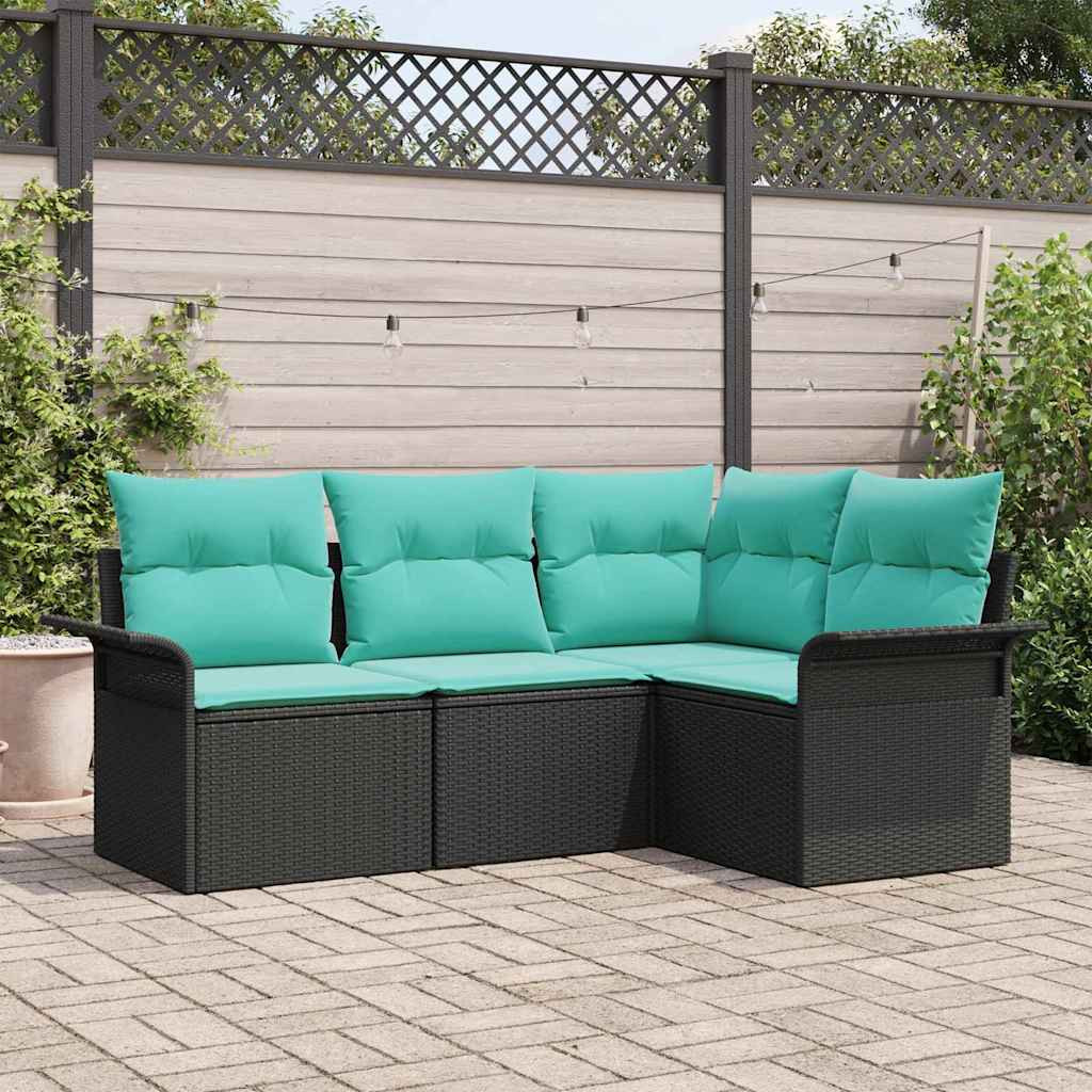 vidaXL Gartensofa-set mit Speicher 4 pcs Schwarz Poly-Rattan