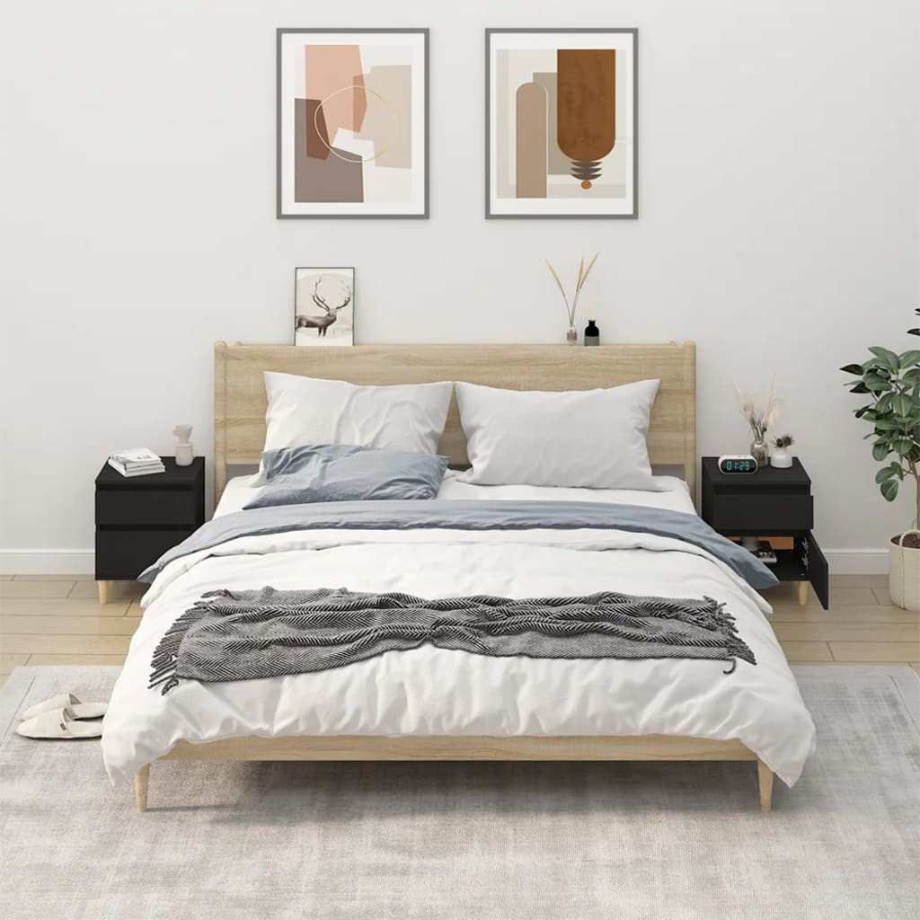 vidaXL Nachttische 2 Stk. Schwarz 40x35x50 cm