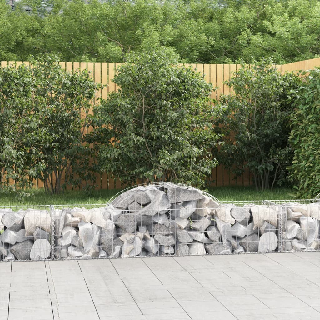 vidaXL Gabione mit Hochbogen 200x50x40/60 cm Verzinktes Eisen