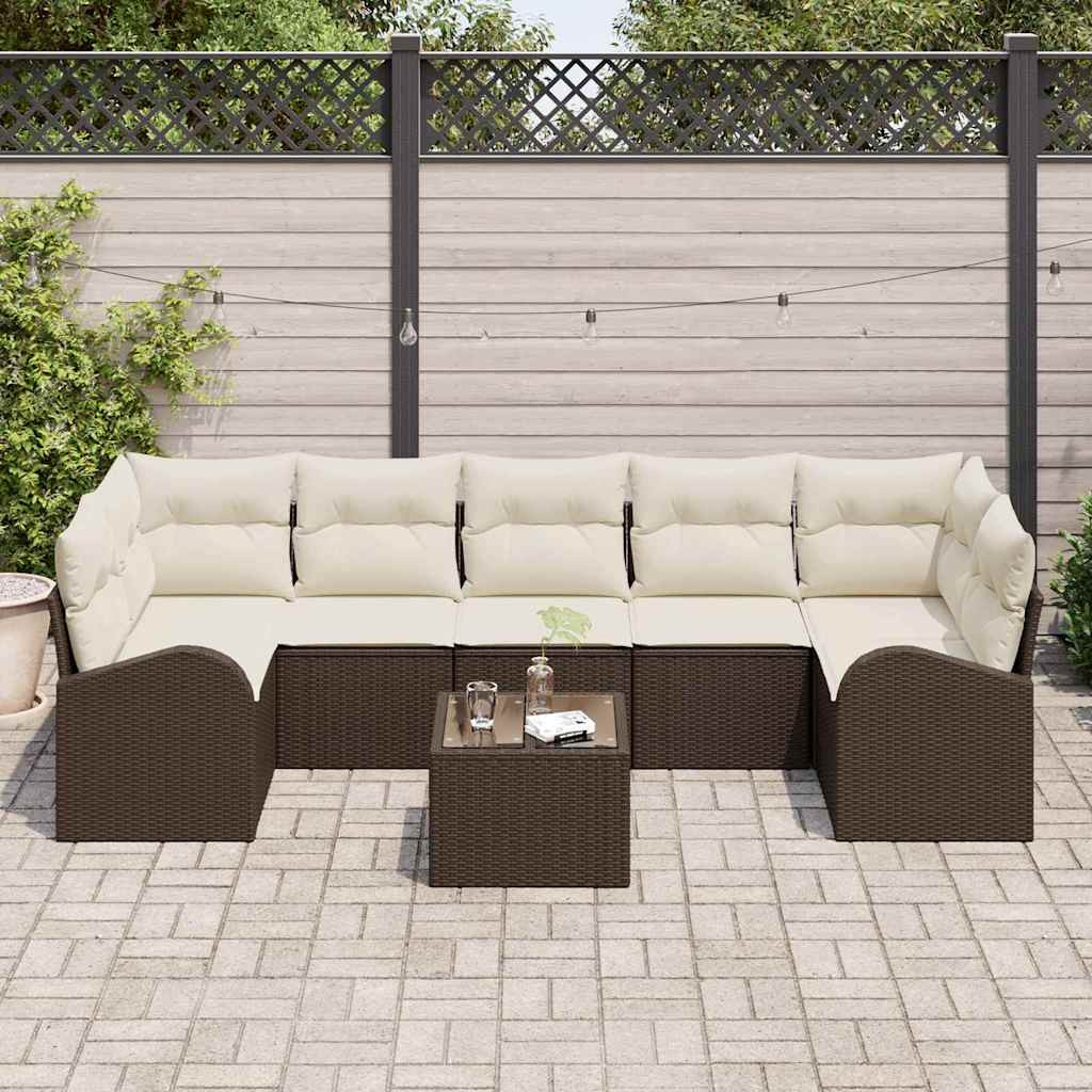vidaXL Gartensofa-set 8 pcs Braun und Creme 289 x 124 x 69 cm