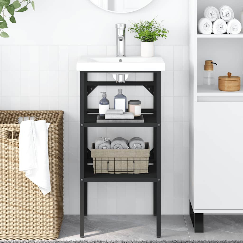 vidaXL Badezimmer Waschtischgestell Schwarz 40x38x83 cm Eisen