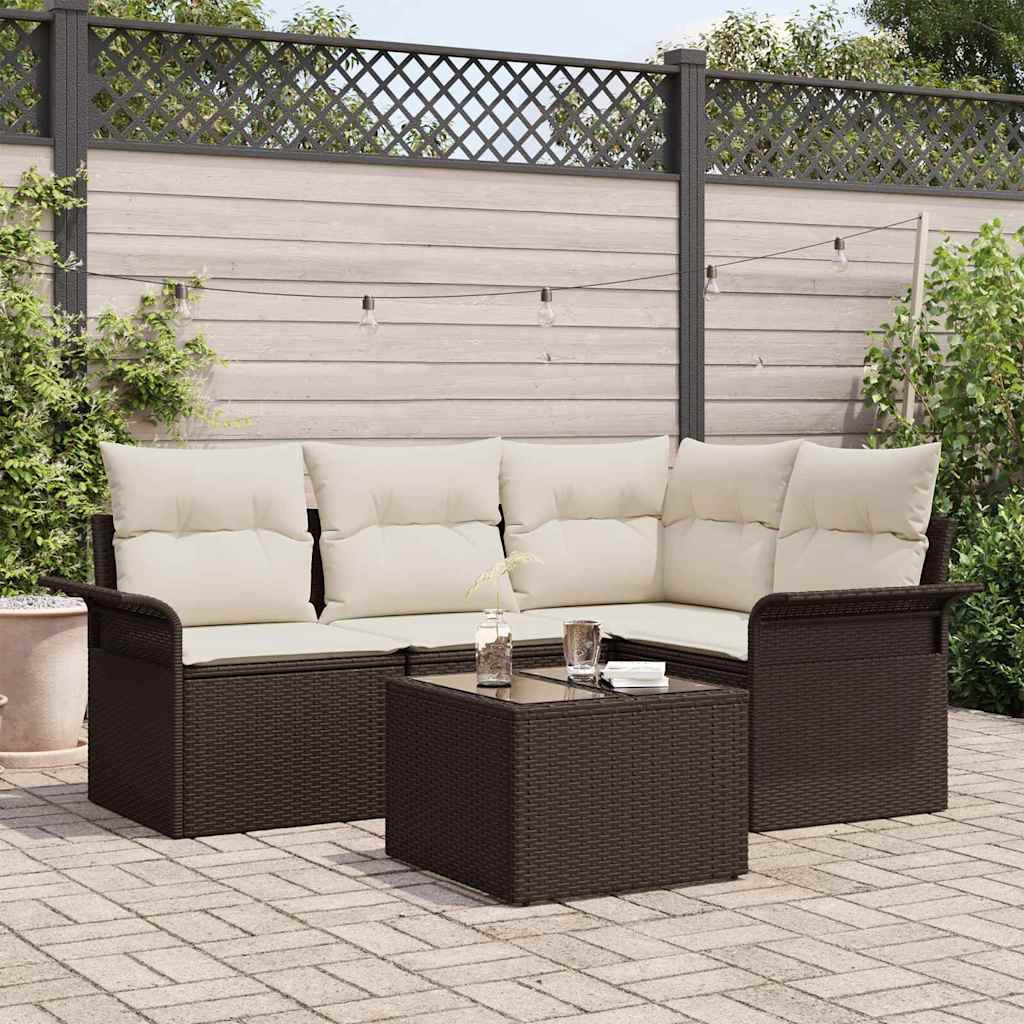 vidaXL Gartensofa-set mit Speicher 5 pcs Braun Poly-Rattan