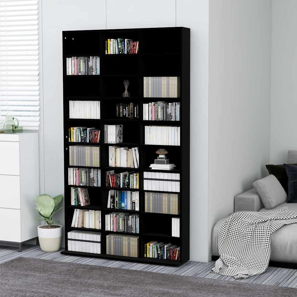vidaXL CD-Schrank Schwarz 102x23x177,5 cm Holzwerkstoff