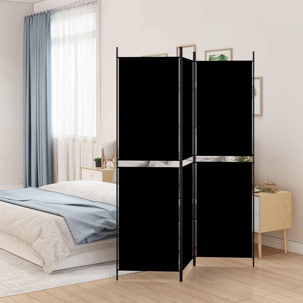 vidaXL 3-tlg. Paravent Schwarz 150x200 cm Stoff