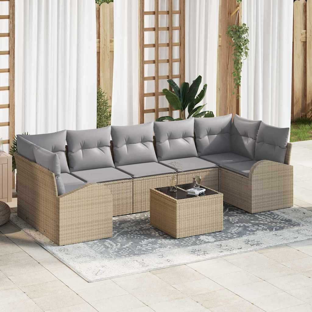 vidaXL Gartensofa-set 8 pcs Beige und Grau 289 x 124 x 69 cm