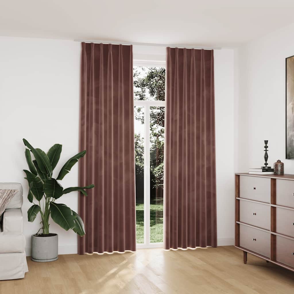 vidaXL Verdunkelungsvorhänge Haken 2 Stk. Samt Antik-Rosa 140x245cm