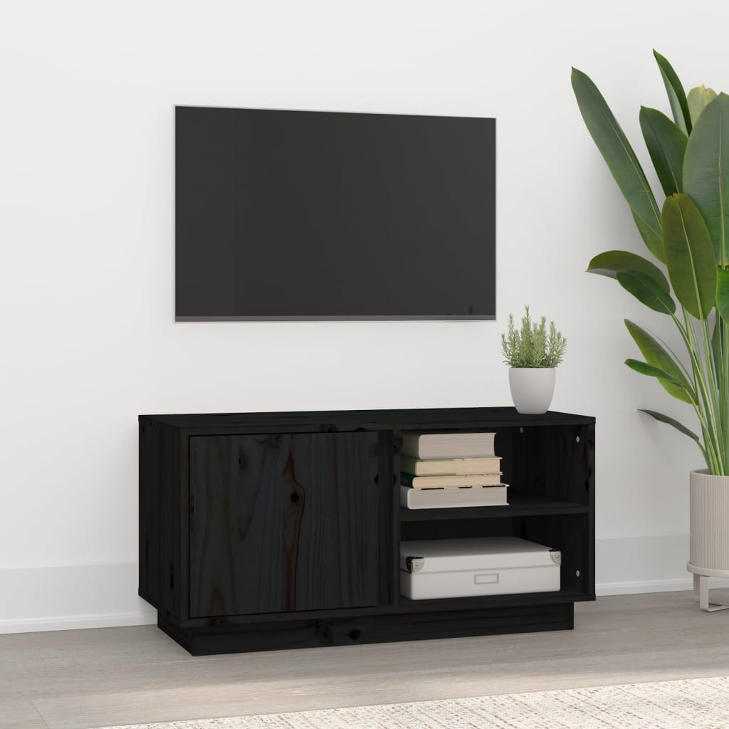 vidaXL TV-Schrank Schwarz 80x35x40,5 cm Massivholz Kiefer