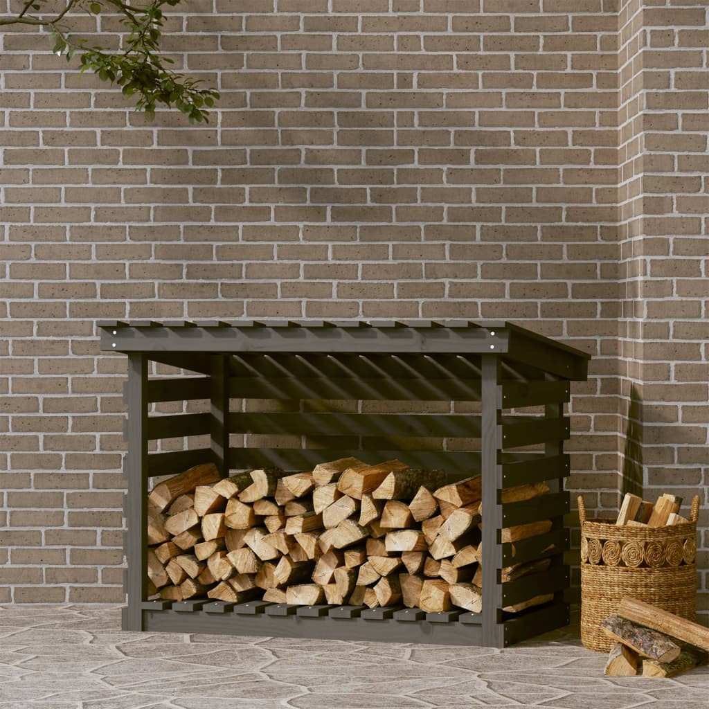 vidaXL Kaminholzregal Grau 108x73x79 cm Massivholz Kiefer