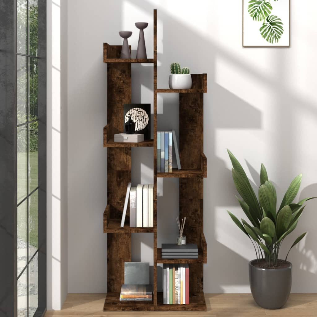 vidaXL Bücherschrank 48x25,5x140 cm Räuchereiche Holzwerkstoff
