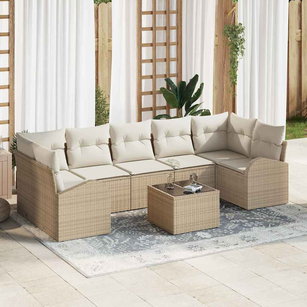 vidaXL Gartensofa-set 8 pcs Beige und Creme 289 x 124 x 69 cm