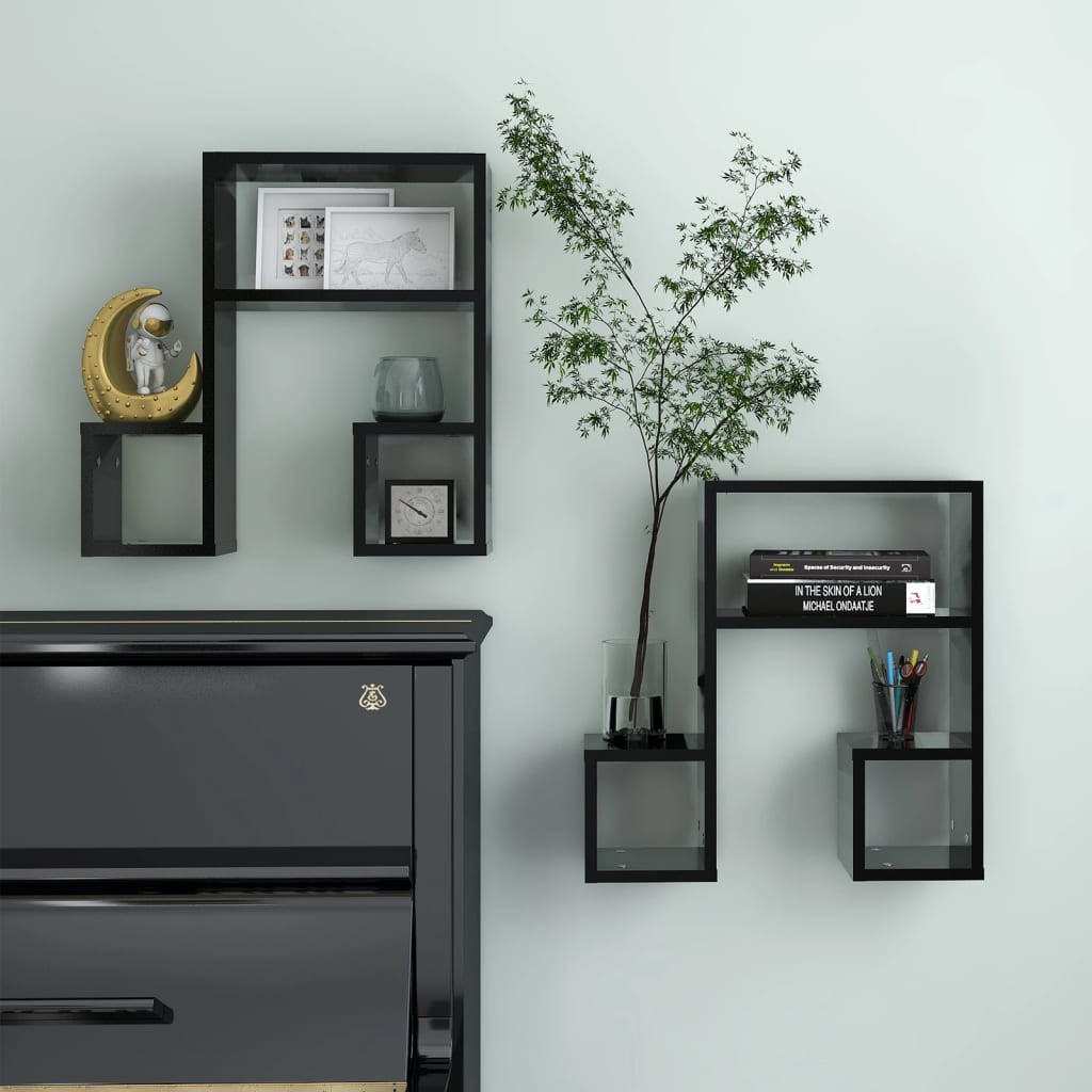 vidaXL Wandregale 2 Stk. Schwarz 50x15x50 cm Holzwerkstoff