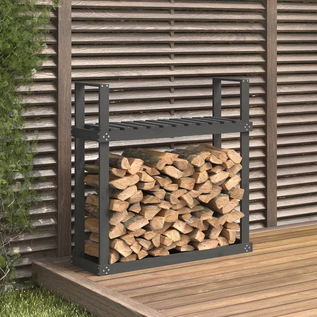 vidaXL Kaminholzregal Grau 110x35x108,5 cm Massivholz Kiefer