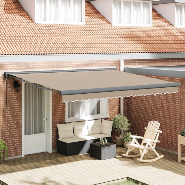 vidaXL Ausziehbare Markise Beige 400 x 300 cm Stoff und Metall