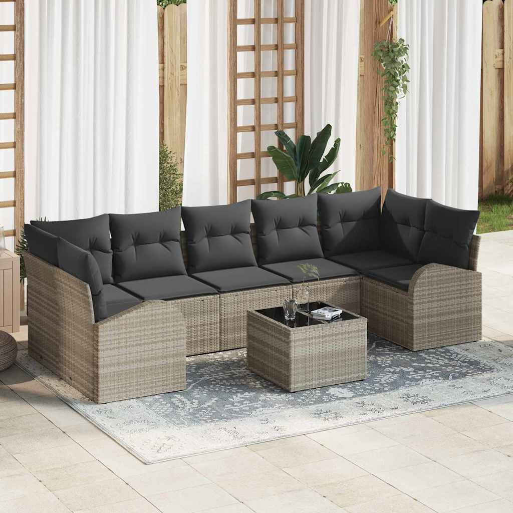 vidaXL Gartensofa-set 8 pcs Hellgrau und Dunkelgrau 289 x 124 x 69 cm