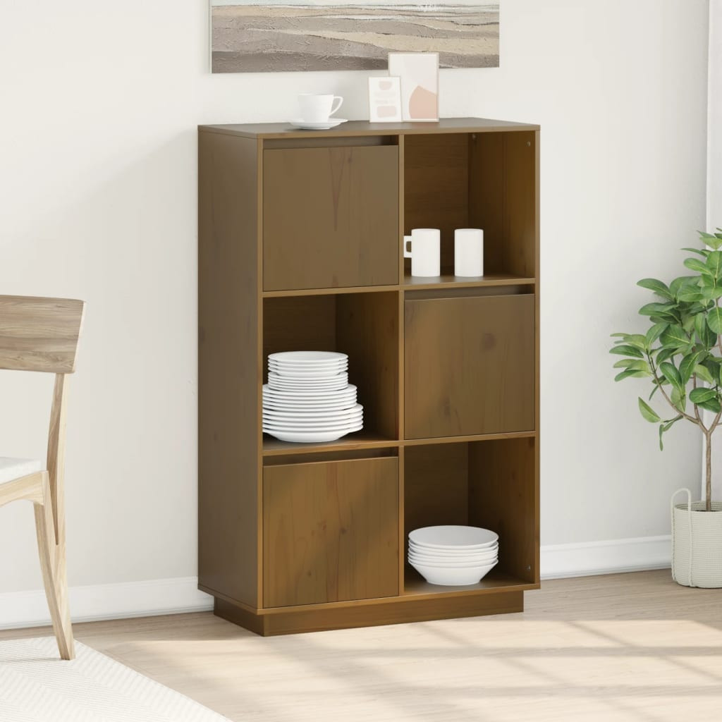 vidaXL Highboard Honigbraun 74x35x117 cm Massivholz Kiefer