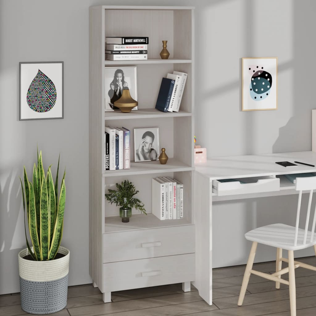 vidaXL Highboard HAMAR Weiß 60x35x180 cm Massivholz Kiefer