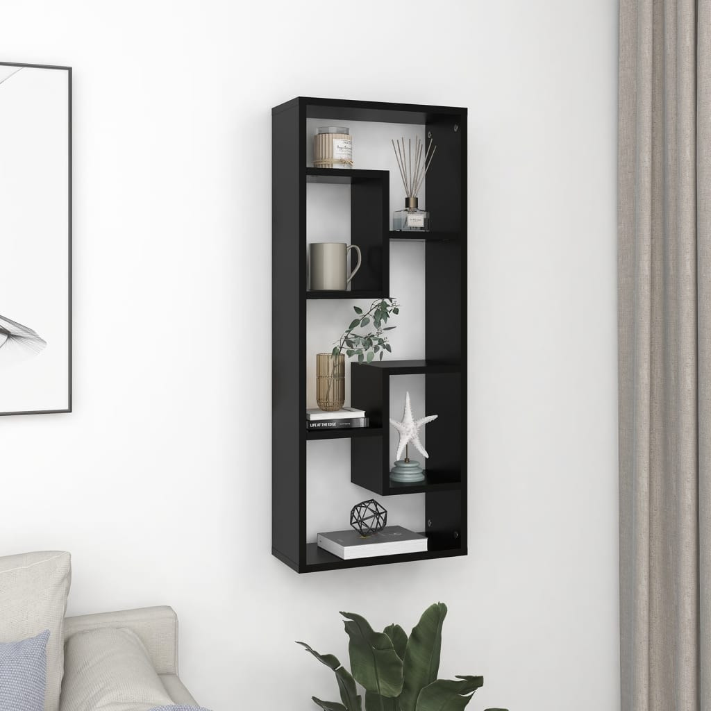 vidaXL Wandregal Schwarz 36x16x90 cm Holzwerkstoff
