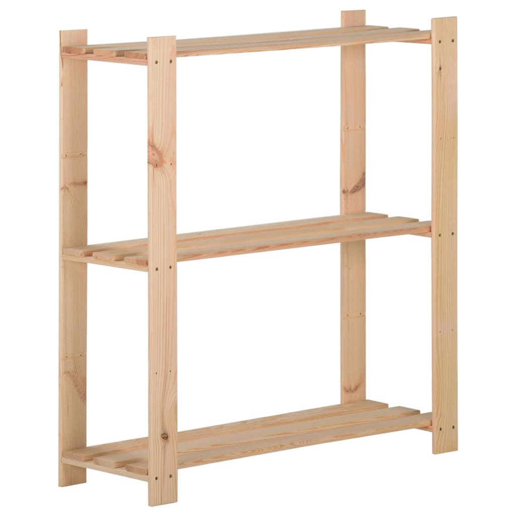 vidaXL Lagerregal mit 3 Böden 80x28,5x90 cm Massivholz Kiefer