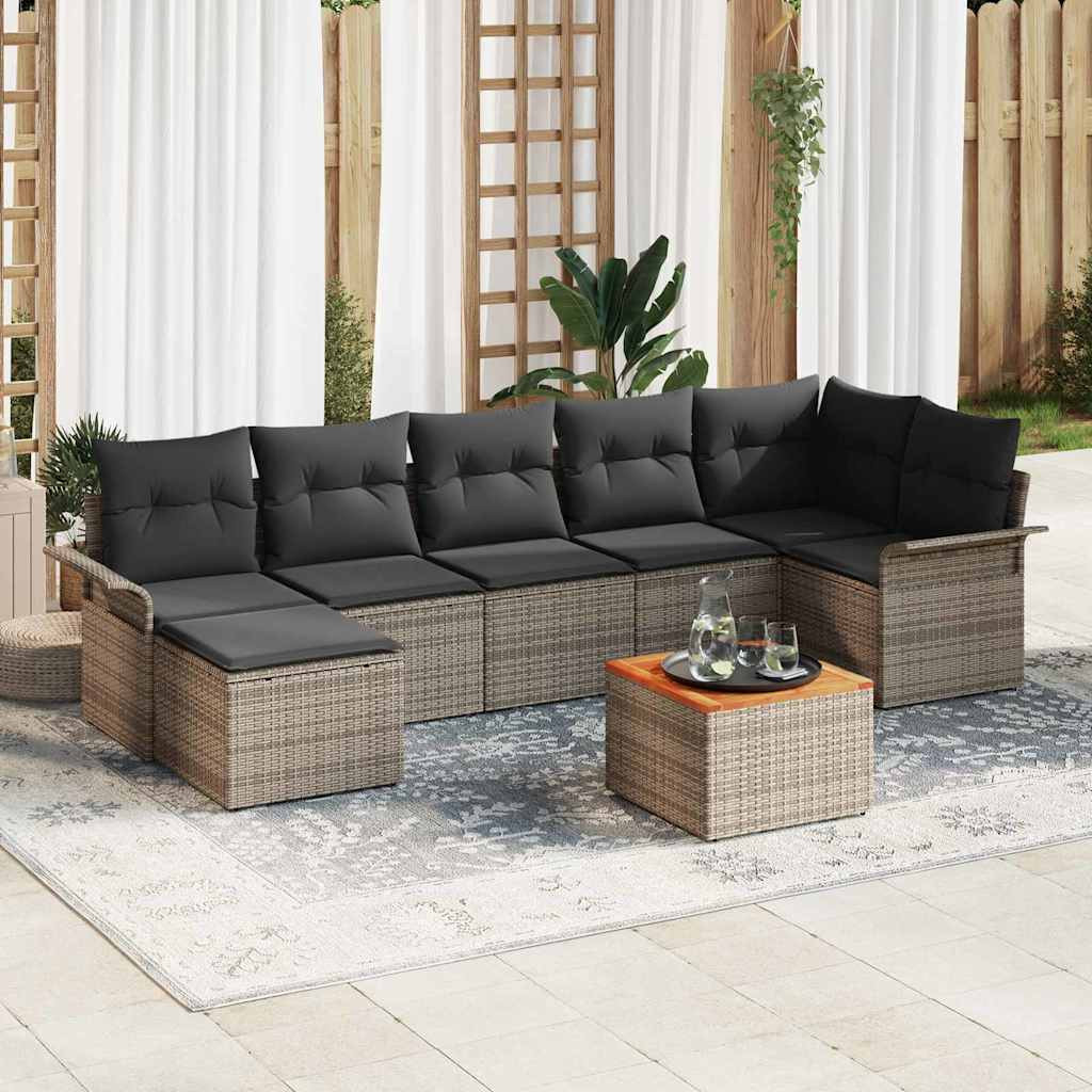 vidaXL Gartensofa-set mit Speicher 8 pcs Grau Poly-Rattan