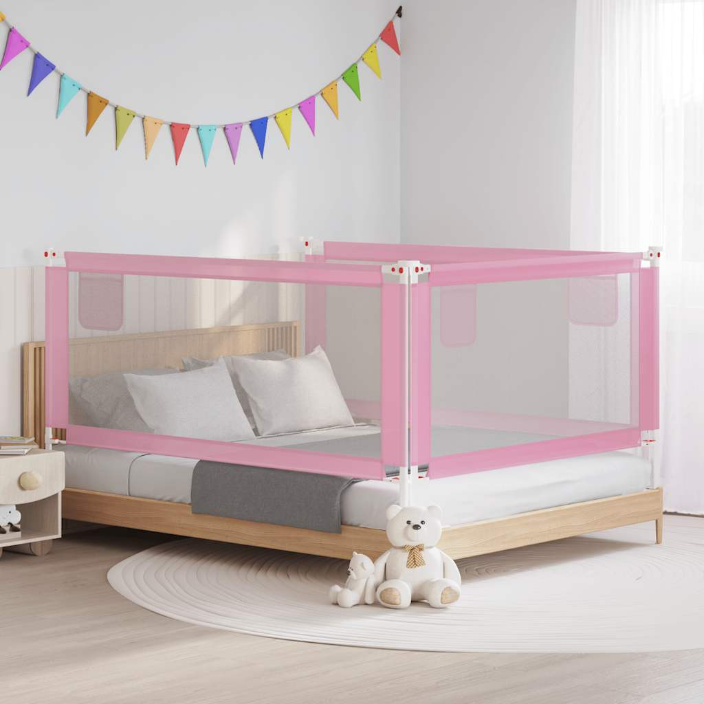 vidaXL Kleinkind-Bettschutzgitter Rosa 190x25 cm Stoff