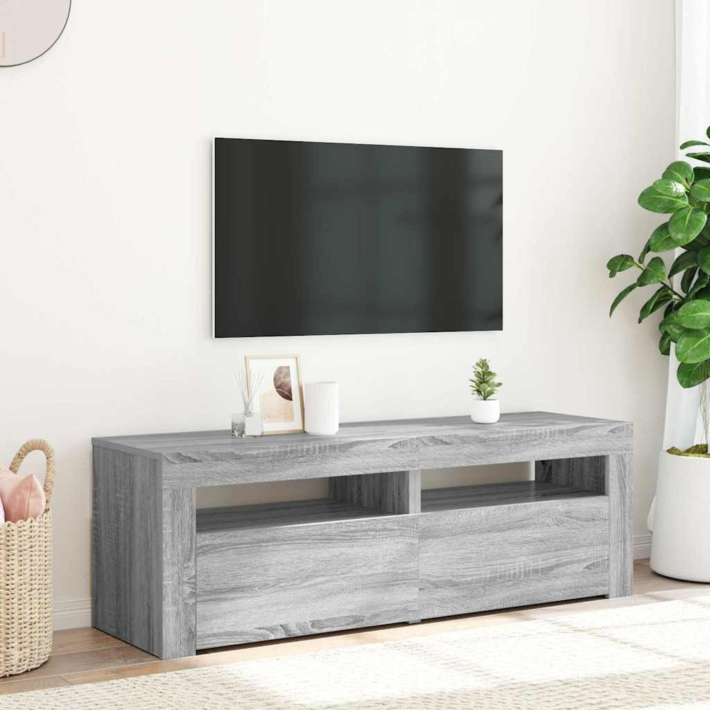 vidaXL TV-Schrank mit LED-Leuchten Grau Sonoma 120x35x40 cm
