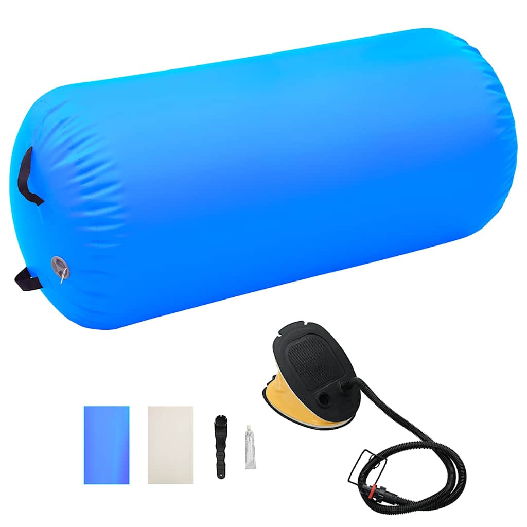 vidaXL Aufblasbare Gymnastik-Rolle mit Pumpe 120x90 cm PVC Blau