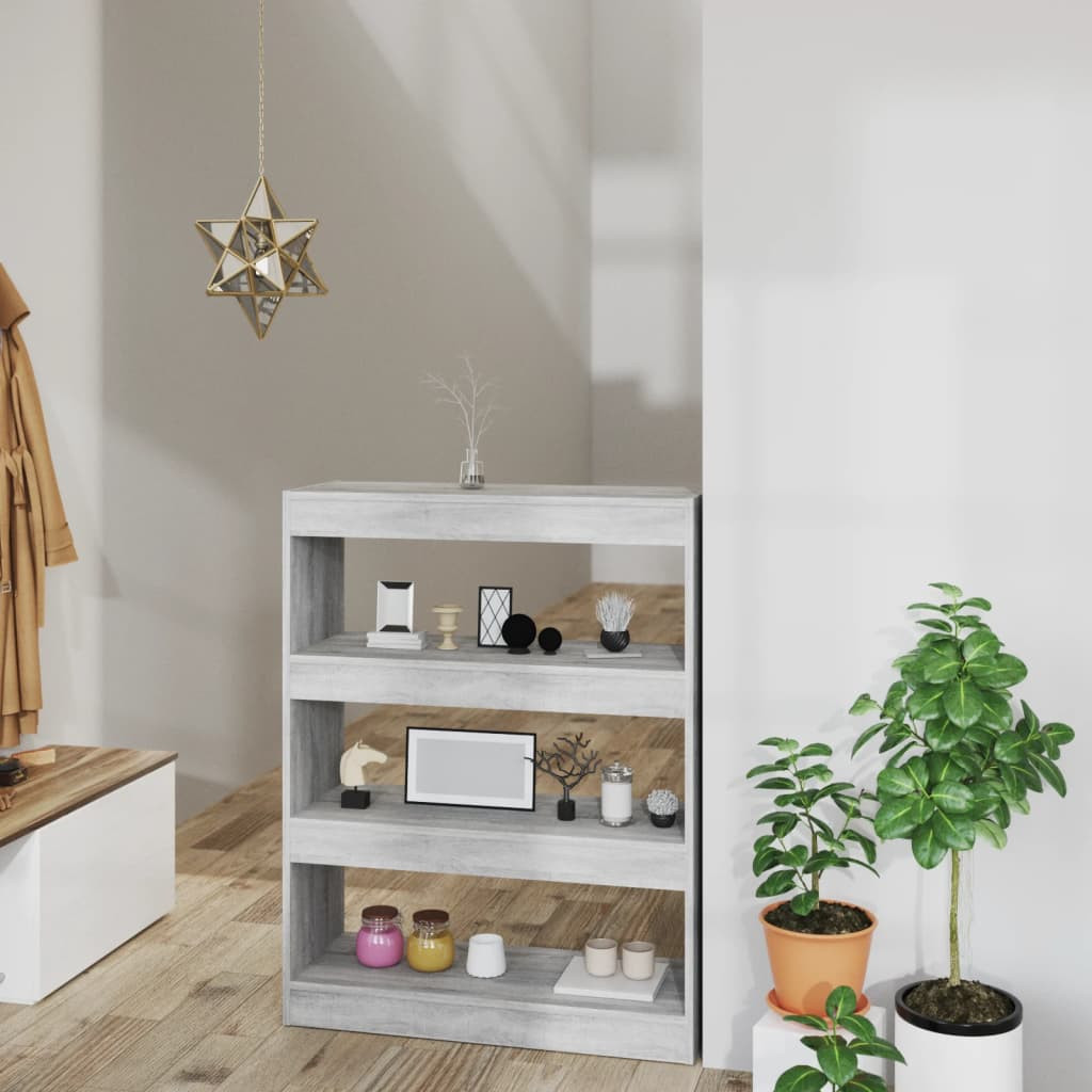 vidaXL Bücherregal/Raumteiler Grau Sonoma 80x30x103 cm Holzwerkstoff