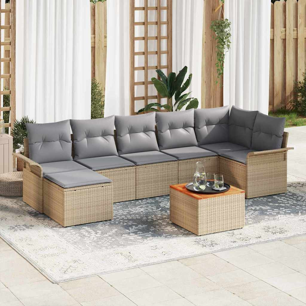 vidaXL Gartensofa-set 8 pcs Beige und Hellgrau Poly-Rattan