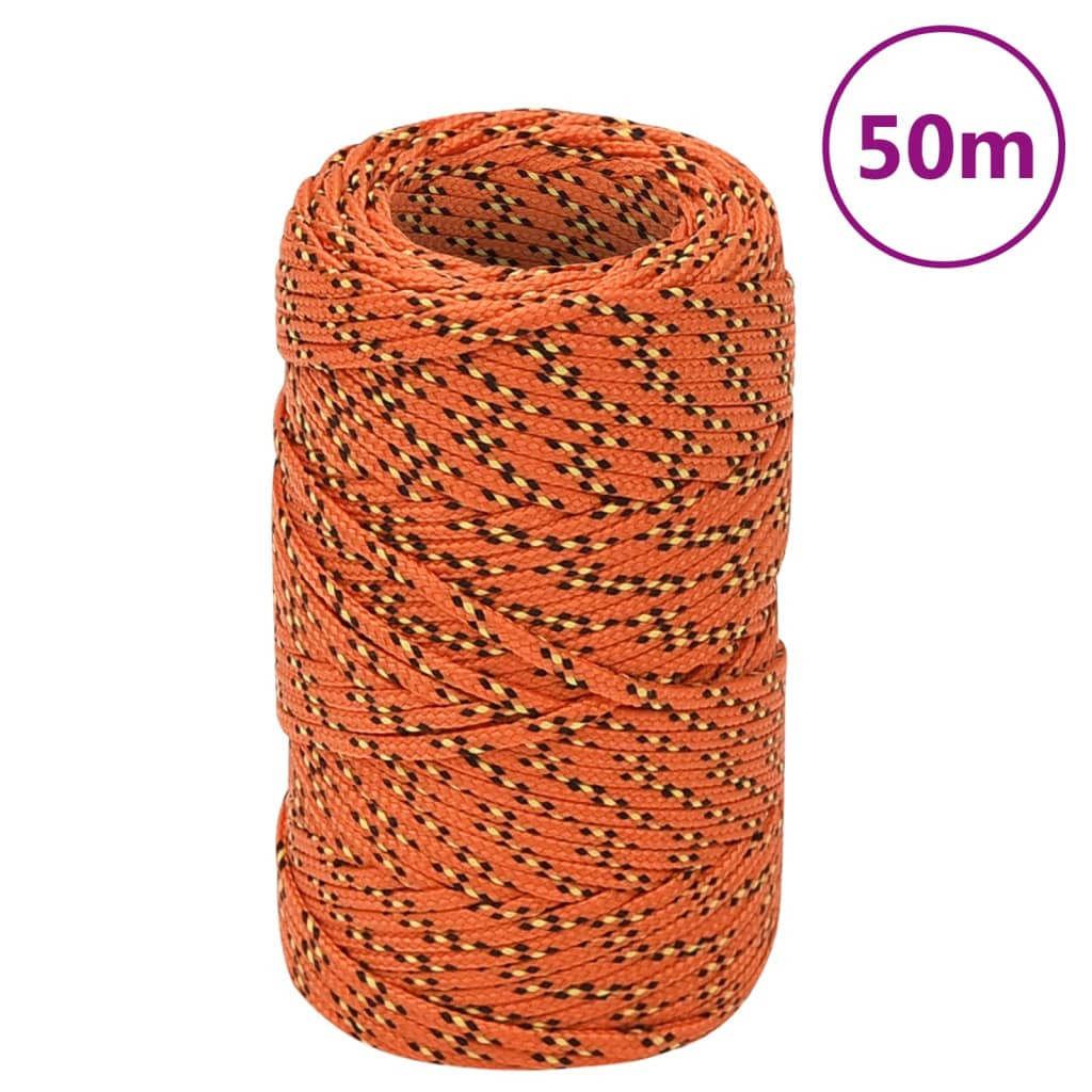 vidaXL Bootsseil Orange 2 mm 50 m Polypropylen