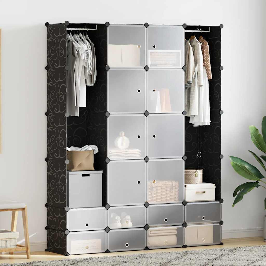 vidaXL Modularer Schrank mit 18 Fächern schwarz/weiß 37x146x180,5cm