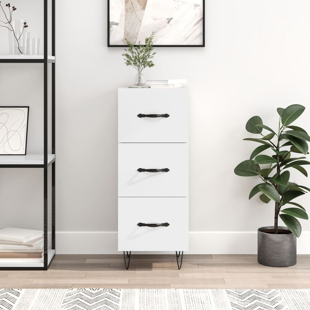 vidaXL Sideboard Hochglanz-Weiß 34,5x34x90 cm Holzwerkstoff