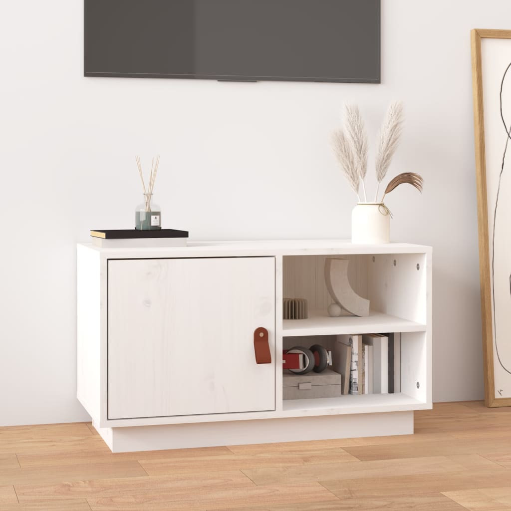 vidaXL TV-Schrank Weiß 70x34x40 cm Massivholz Kiefer