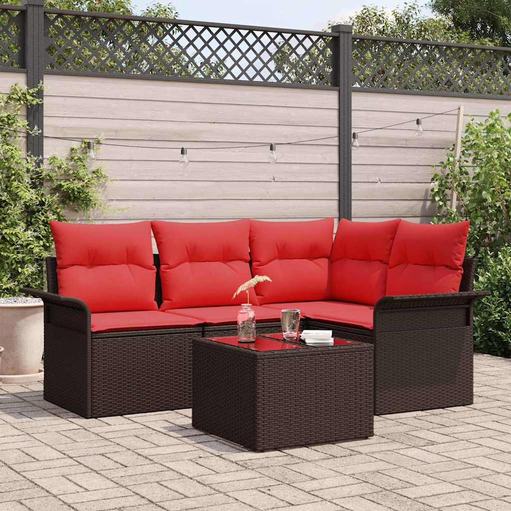 vidaXL Gartensofa-set mit Speicher 5 pcs Braun Poly-Rattan