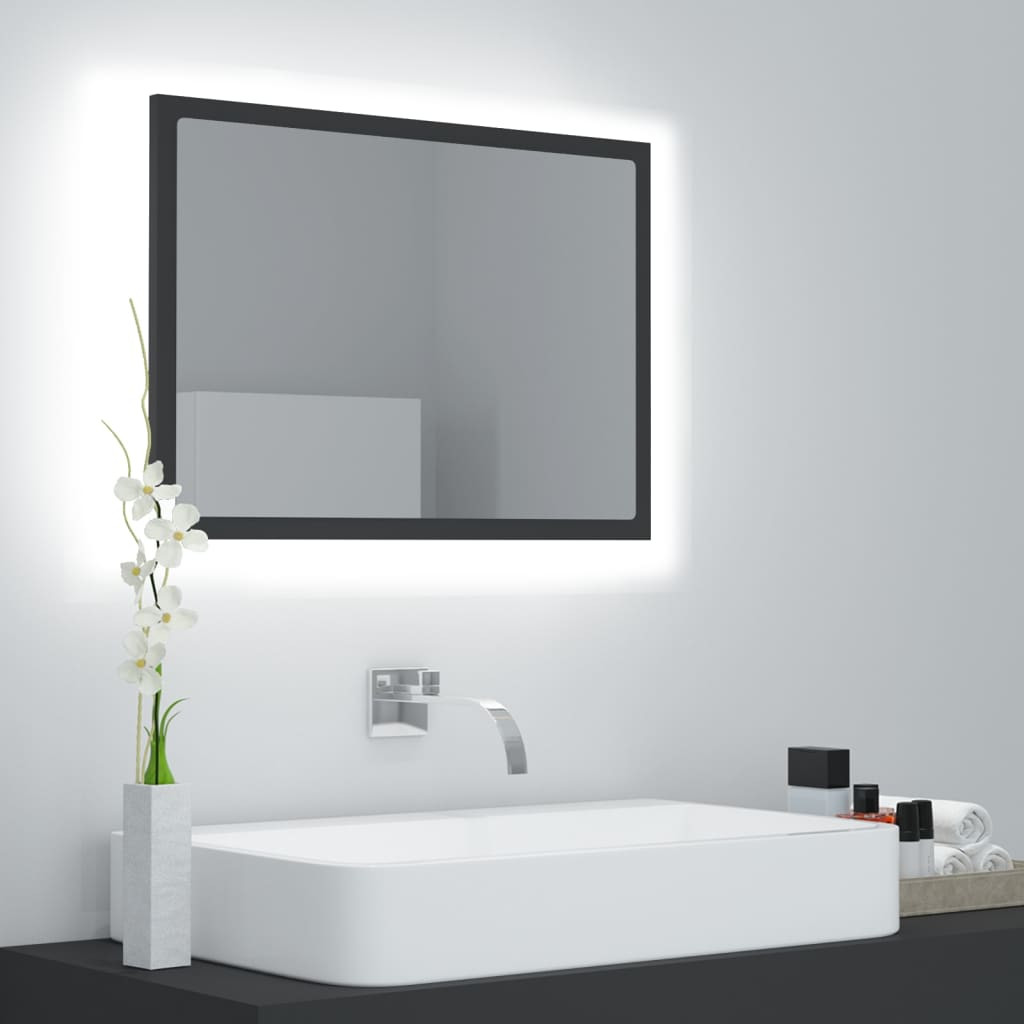vidaXL LED-Badspiegel Grau 60x8,5x37 cm Acryl