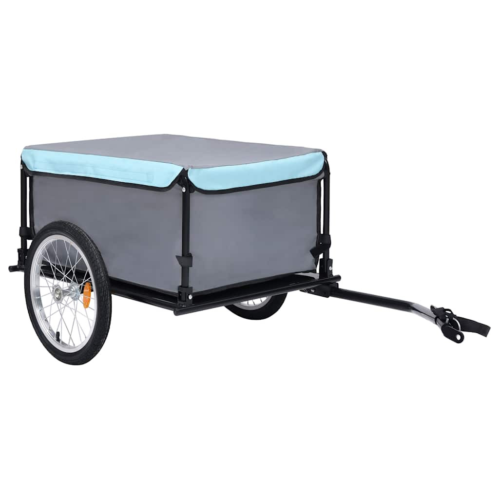 vidaXL Fahrradanhänger Grau und Blau 65 kg