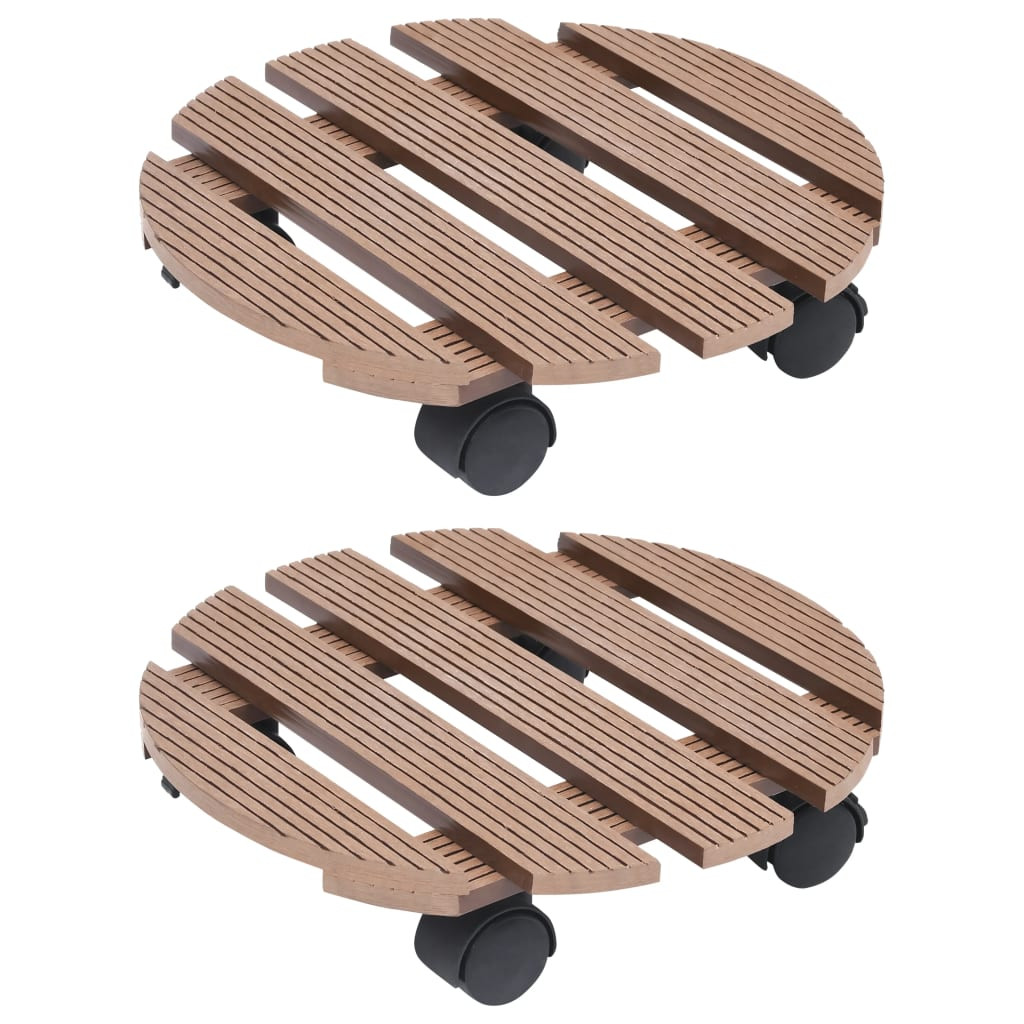 vidaXL Pflanzenroller 2 Stk. Braun Ø30x7,5 cm WPC