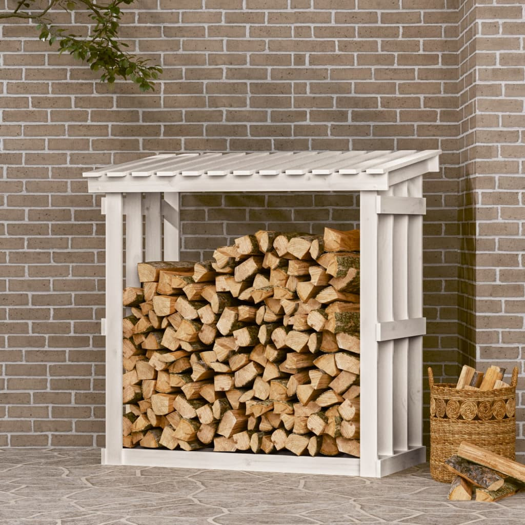vidaXL Kaminholzregal Weiß 108x64,5x109 cm Massivholz Kiefer