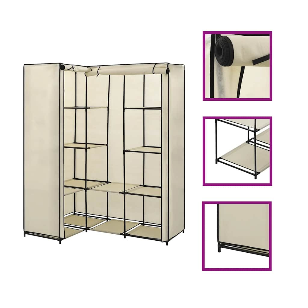 vidaXL Eckkleiderschrank Creme 130 x 87 x 169 cm