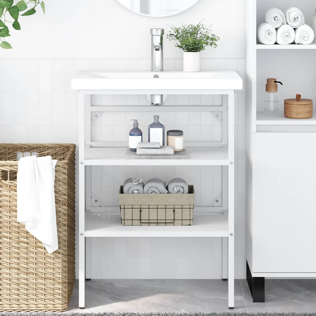 vidaXL Badezimmer Waschtischgestell Weiß 59x38x83 cm Eisen