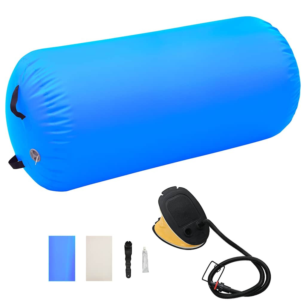 vidaXL Aufblasbare Gymnastik-Rolle mit Pumpe 120x75 cm PVC Blau