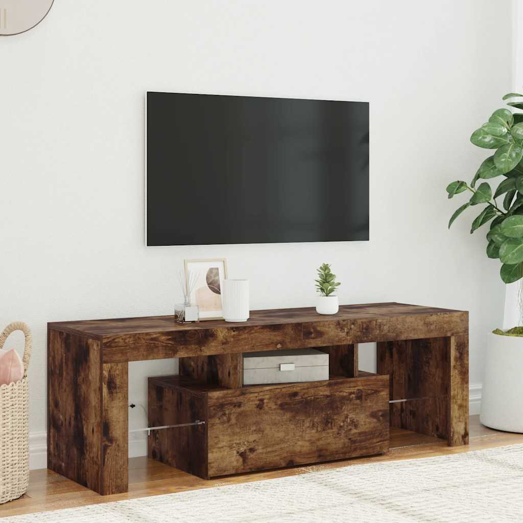vidaXL TV-Schrank mit LED-Leuchten Räuchereiche 120x35x40 cm