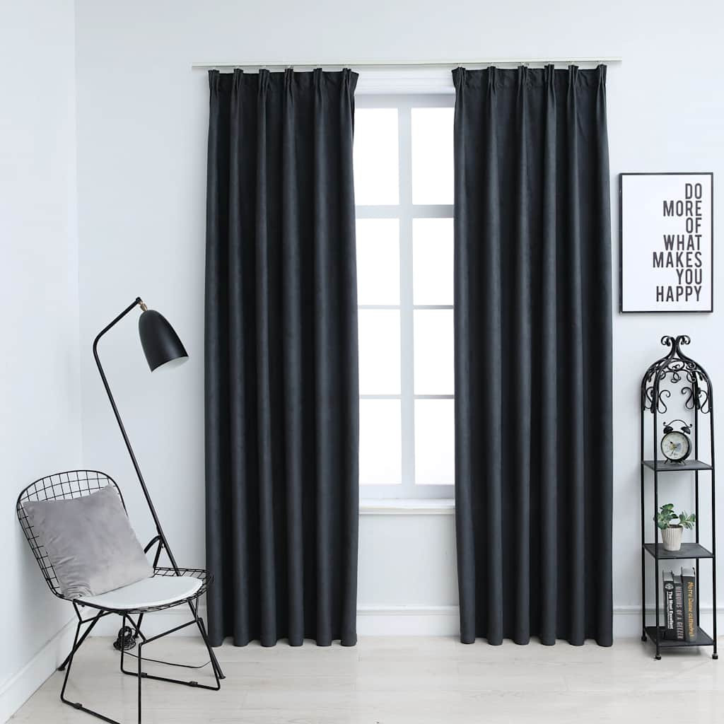 vidaXL Verdunkelungsvorhänge mit Haken 2 Stk. Anthrazit 140x245 cm