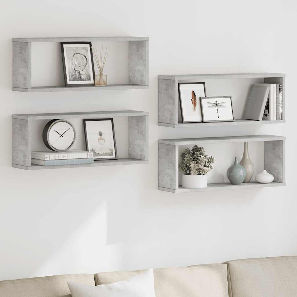 vidaXL Würfelregale 4 Stk. Betongrau 60x15x23 cm Holzwerkstoff