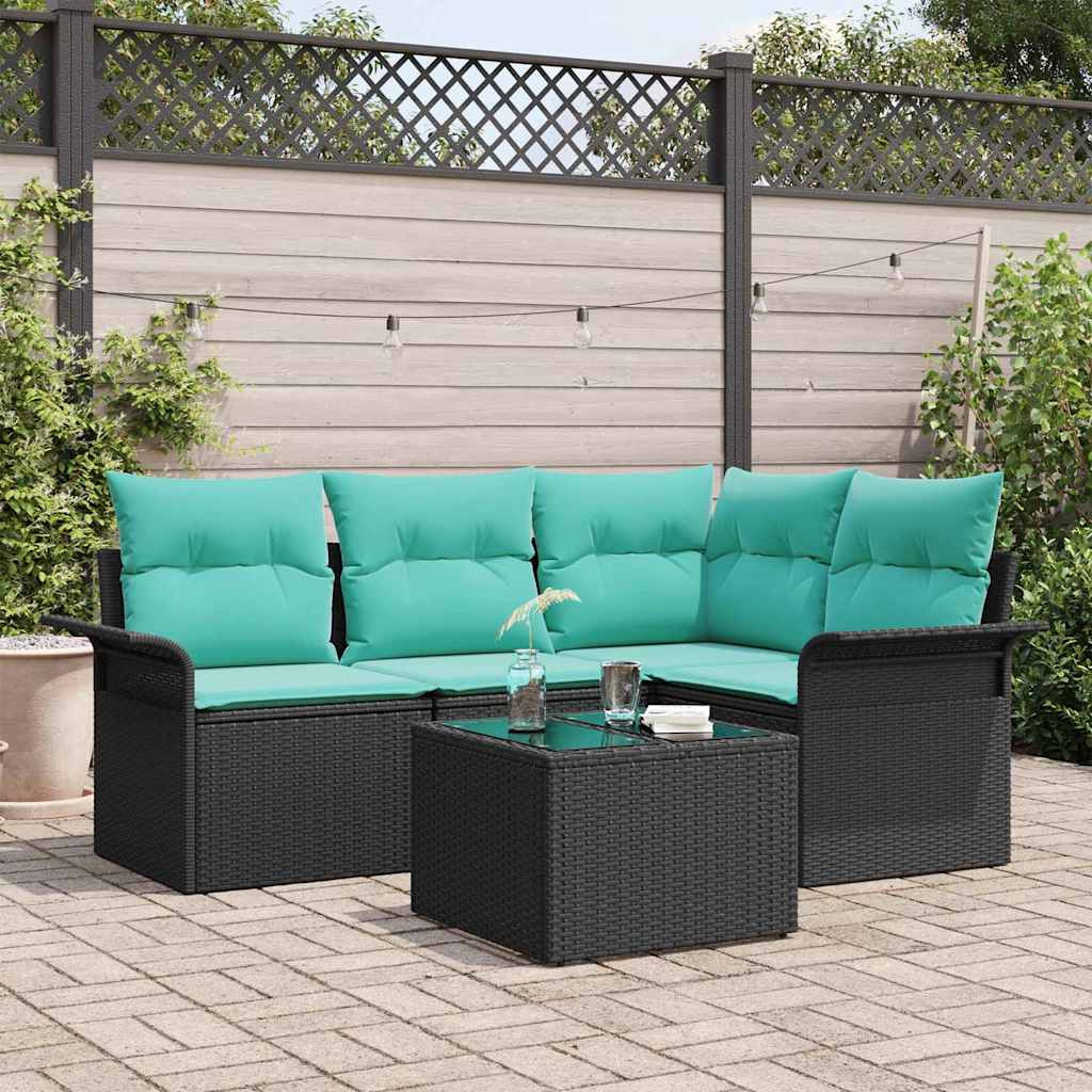 vidaXL Gartensofa-set mit Speicher 5 pcs Schwarz Poly-Rattan