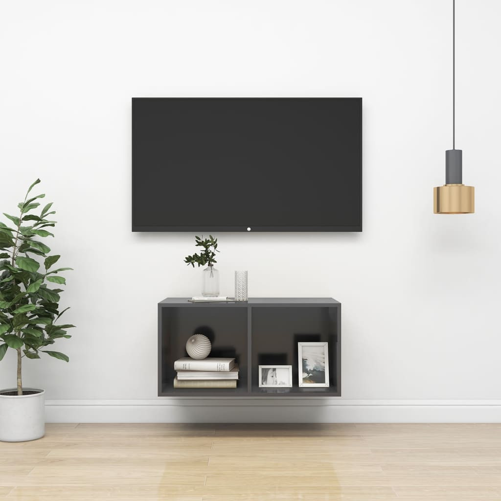 vidaXL TV-Wandschrank Grau 37x37x72 cm Holzwerkstoff