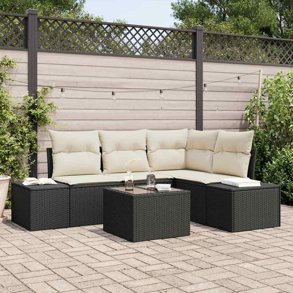 vidaXL Gartensofa-set mit Speicher Braun und Creme Poly-Rattan