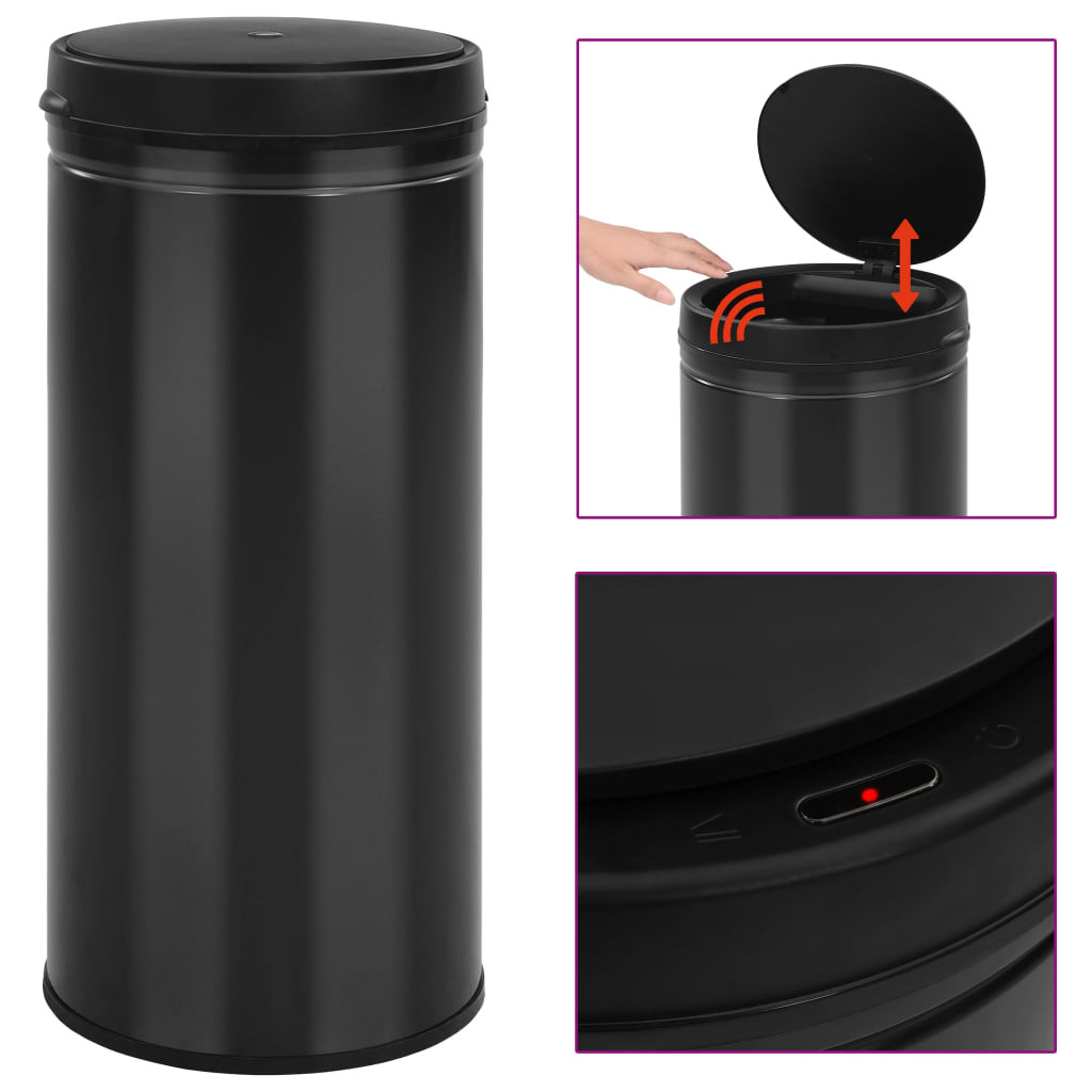 vidaXL Automatischer Sensor-Mülleimer 80 L Kohlenstoffstahl Schwarz