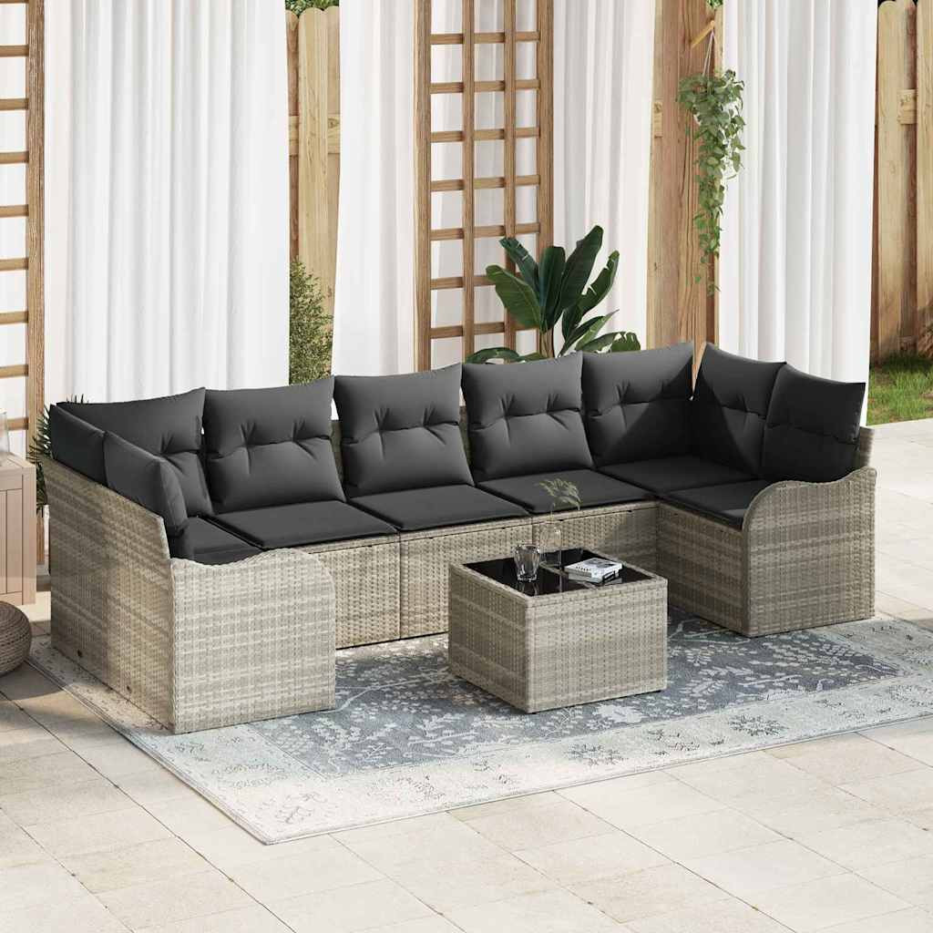 vidaXL Gartensofa-set mit Kissen 8 pcs Hellgrau und Dunkelgrau
