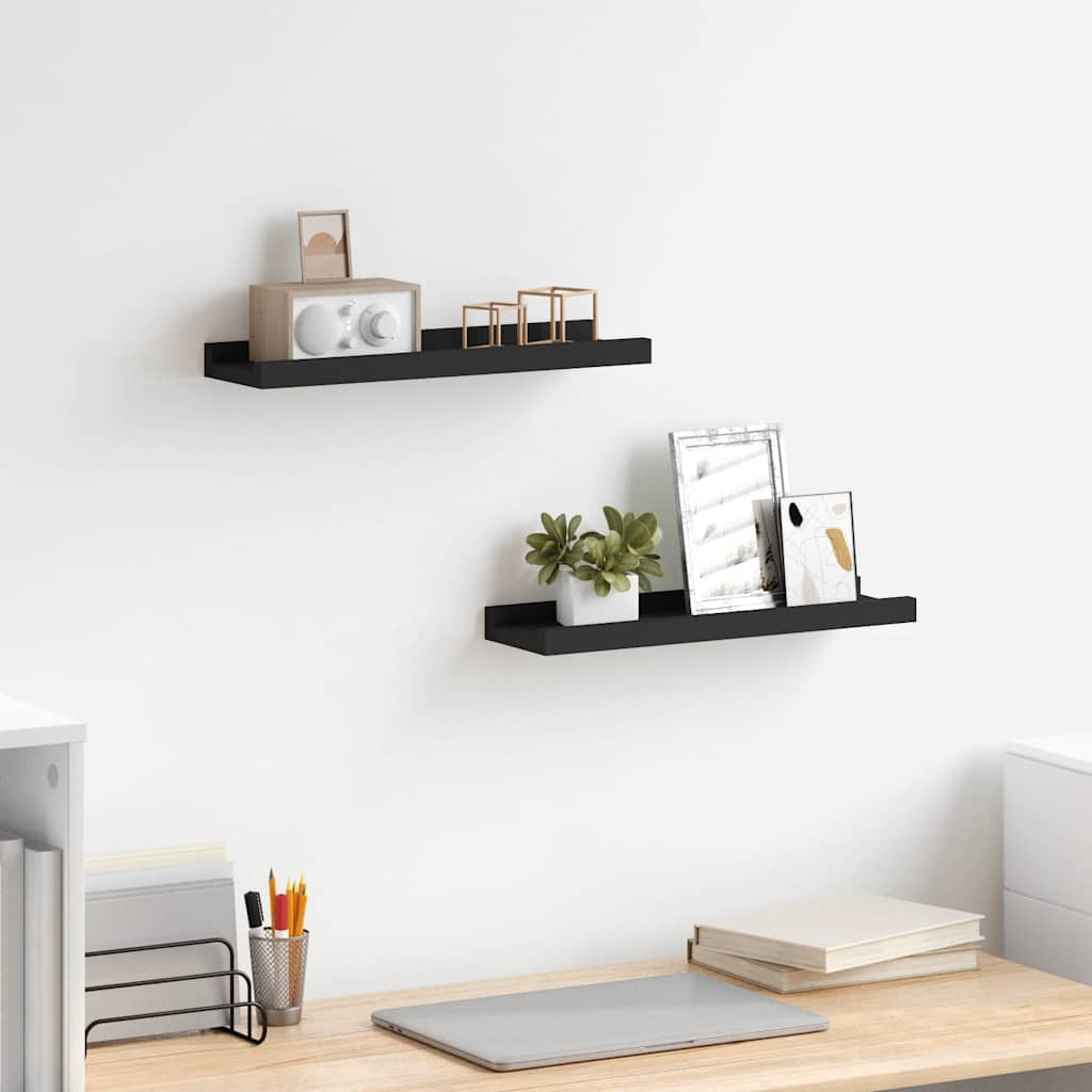 vidaXL Bilderleisten 2 Stk. Schwarz 40x9x3 cm MDF